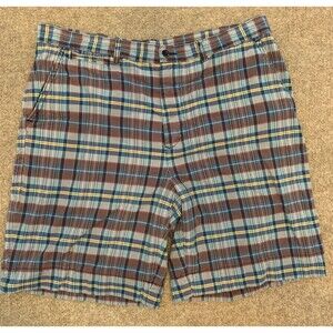 Polo Ralph Lauren Shorts Mens 36 Flat Front Chino Button Fly Plaid Cotton 90s